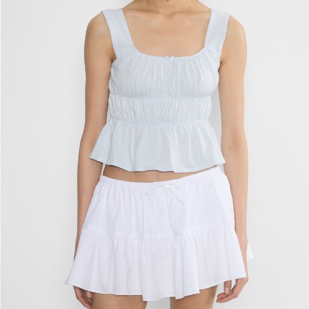 Aritzia Sunday Best Cottonwhisk Studybreak Top in Glimmer Baby Blue- Size Small